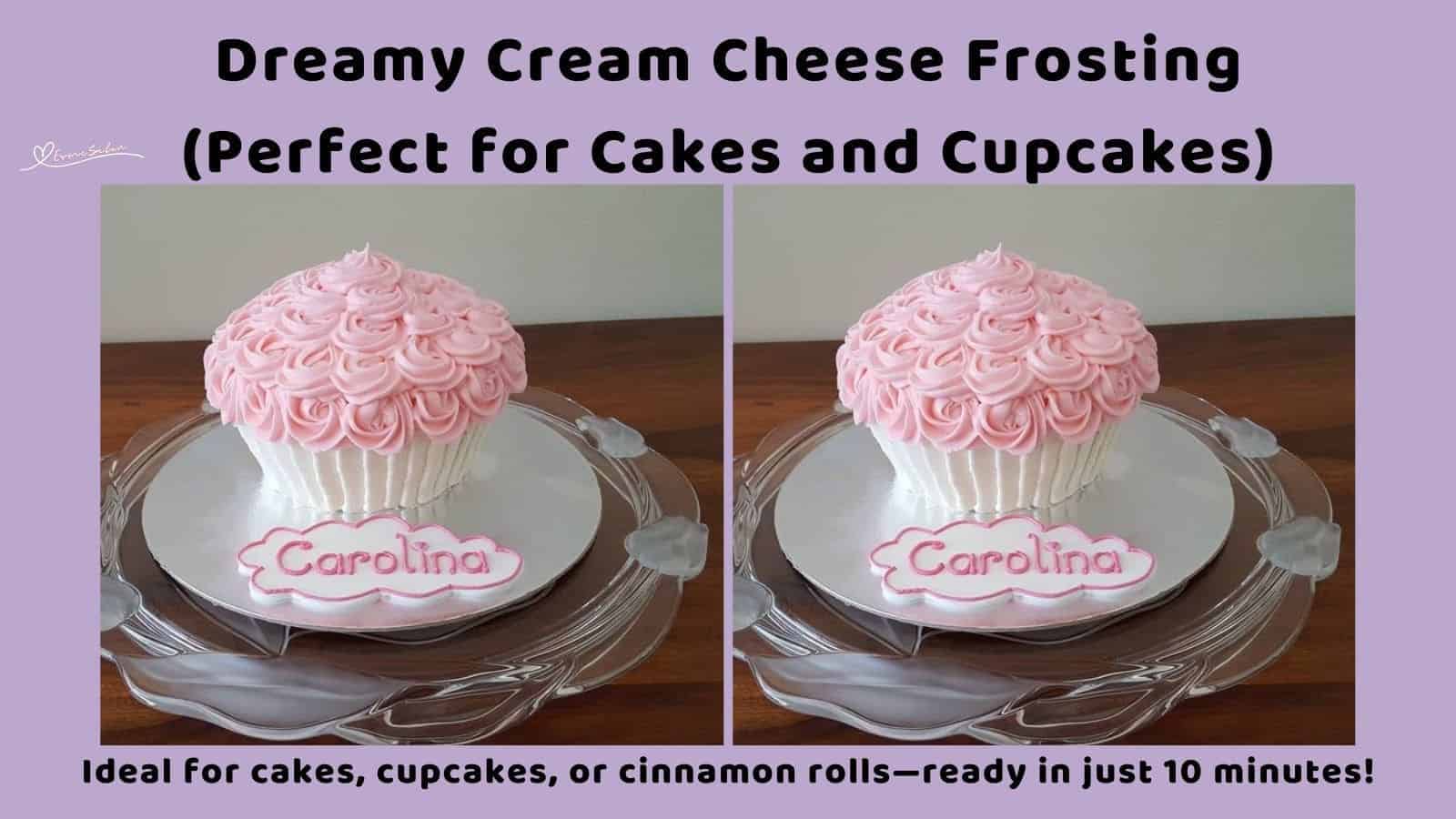 an image of a single cupcake decorated with Dreamy Cream Cheese Frosting