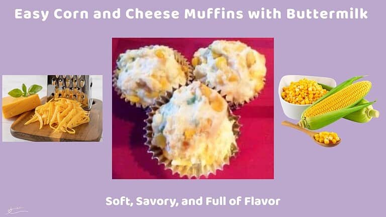 an image of 3 Corn and Cheese Muffins in cupcake paper holders