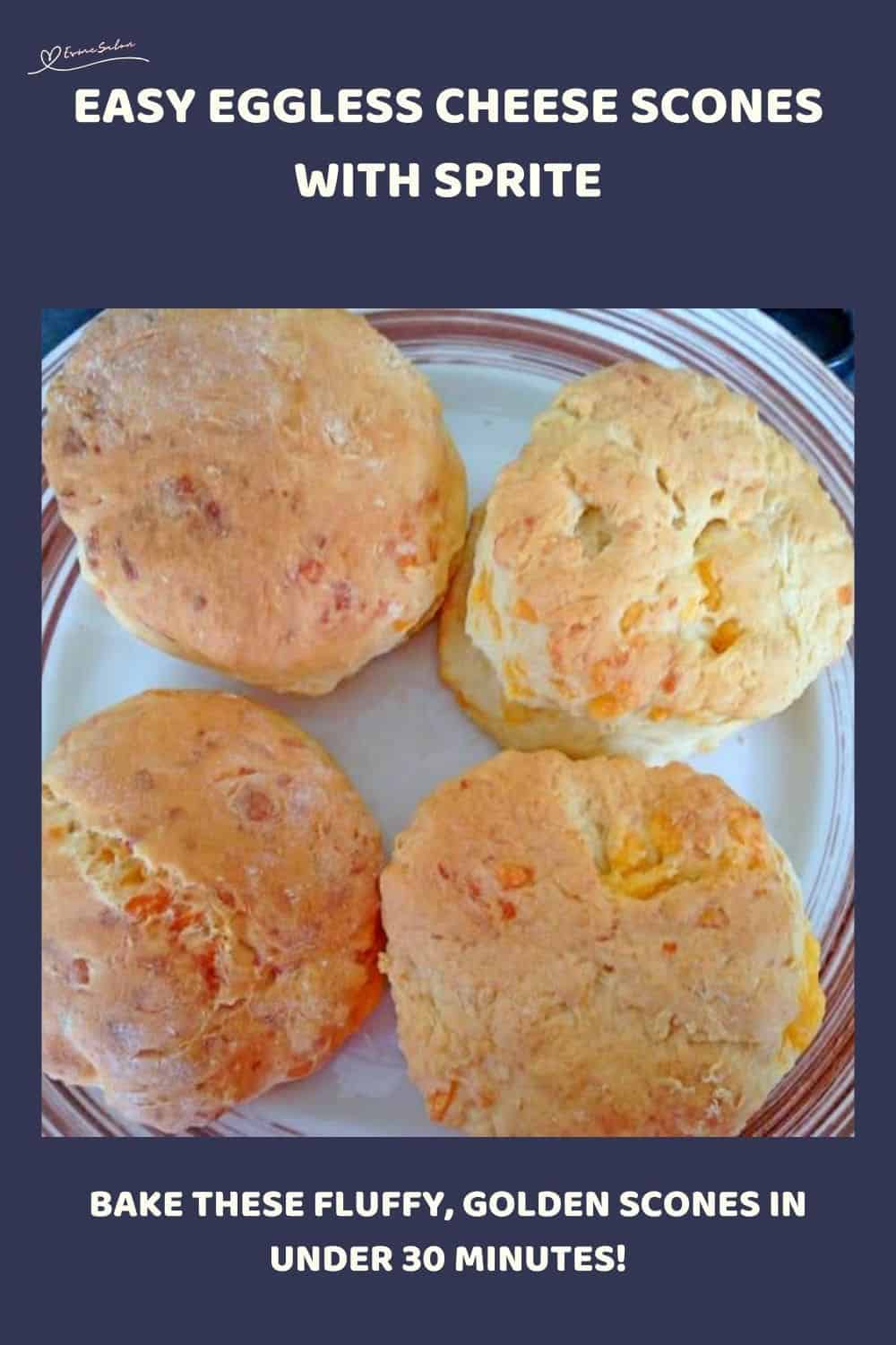 an image of 4 Eggless Cheese Scones made with Sprite