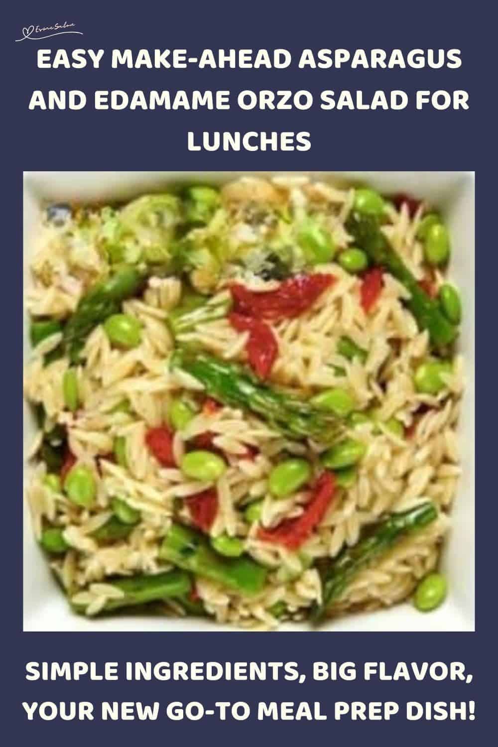 an image of a bowl of Asparagus And Edamame Orzo Salad