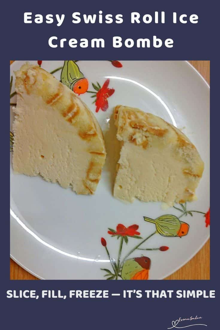 an image of a dome shaped Swiss Roll Ice Cream Bombe