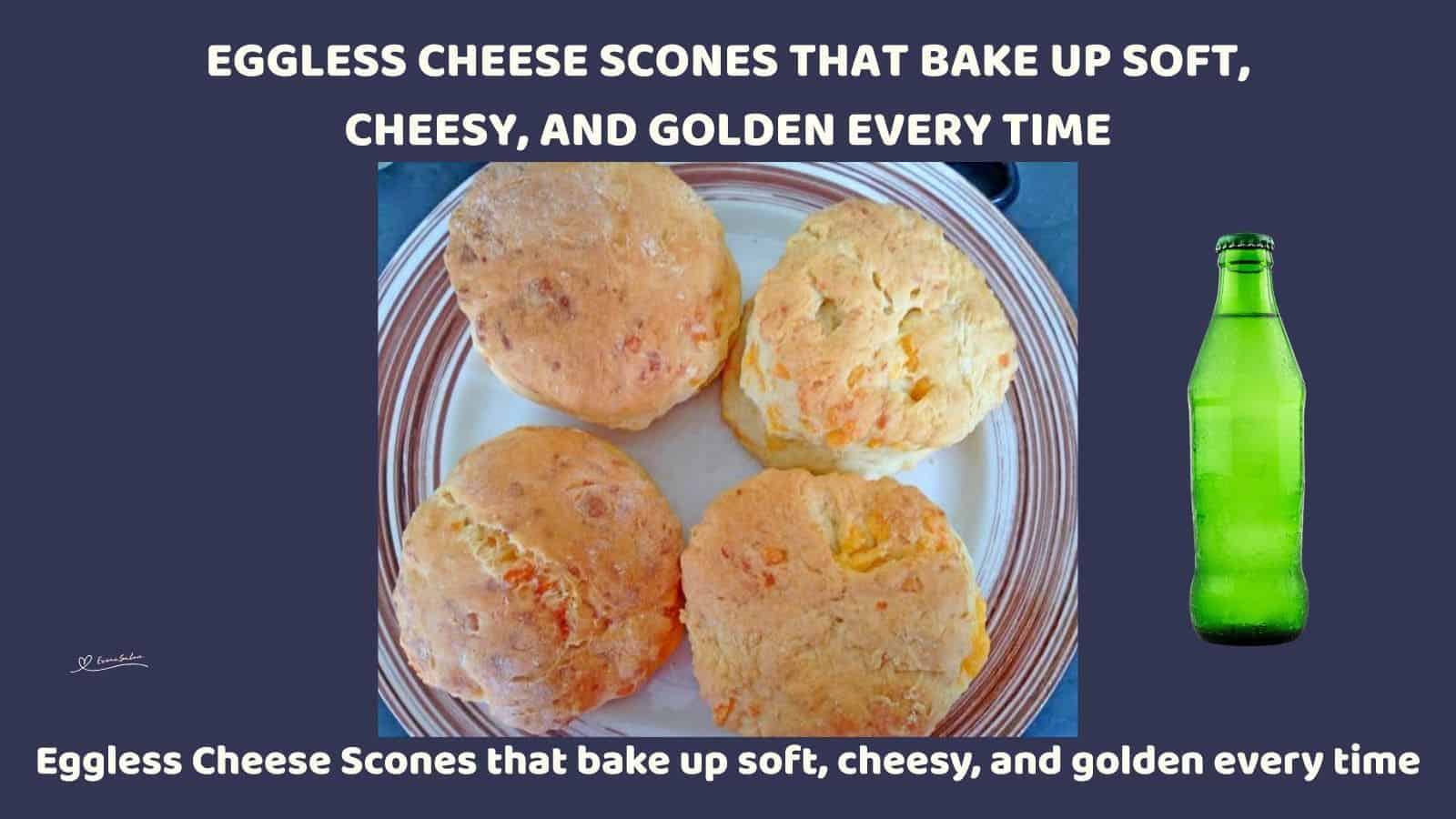 an image of 4 Eggless Cheese Scones made with Sprite
