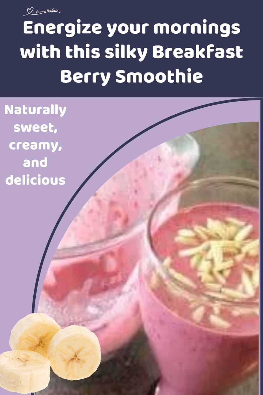 an image of a blender and glass filled with a Breakfast Berry Smoothie