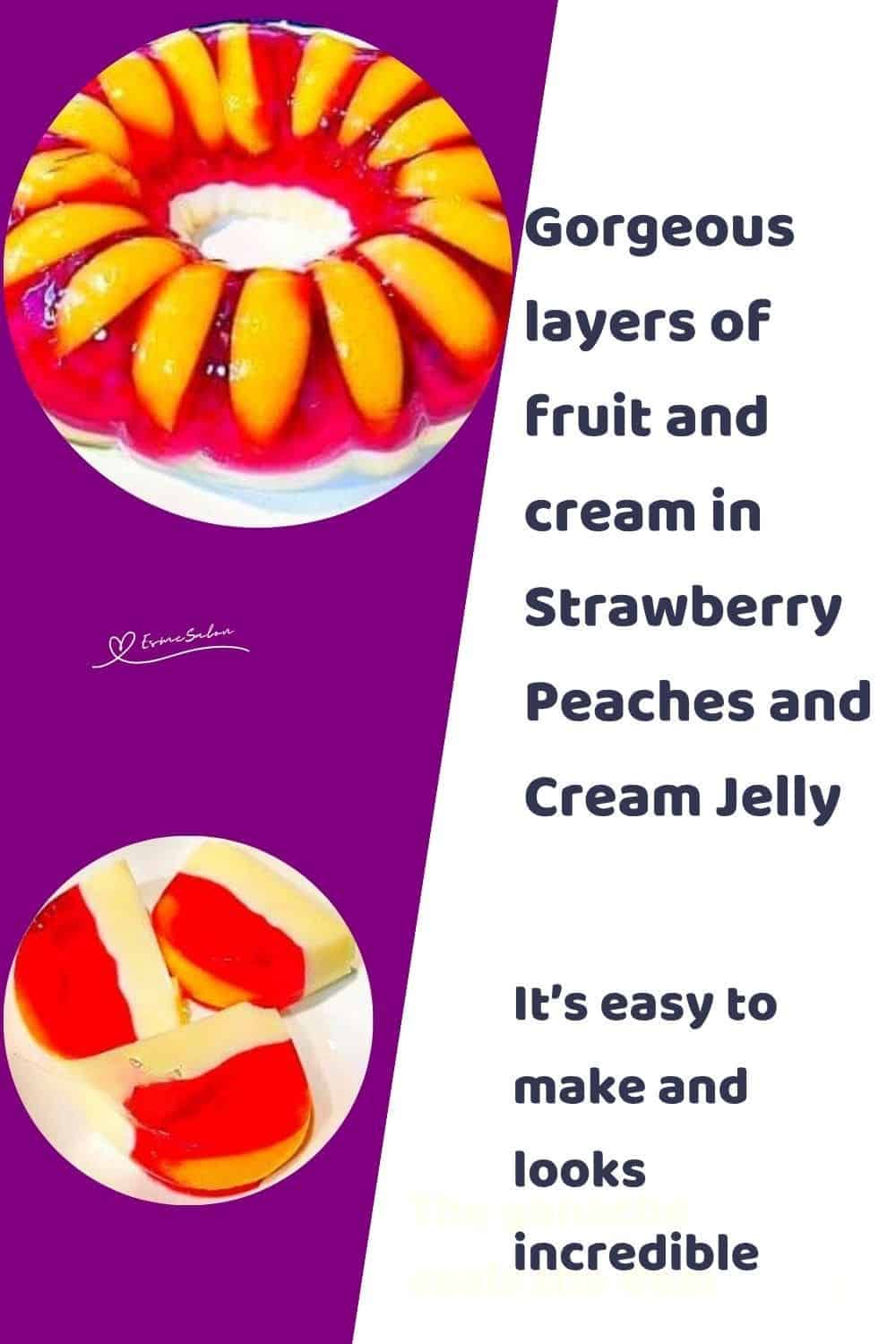 an image of a round Strawberry Peaches and Cream Jelly done in a mold