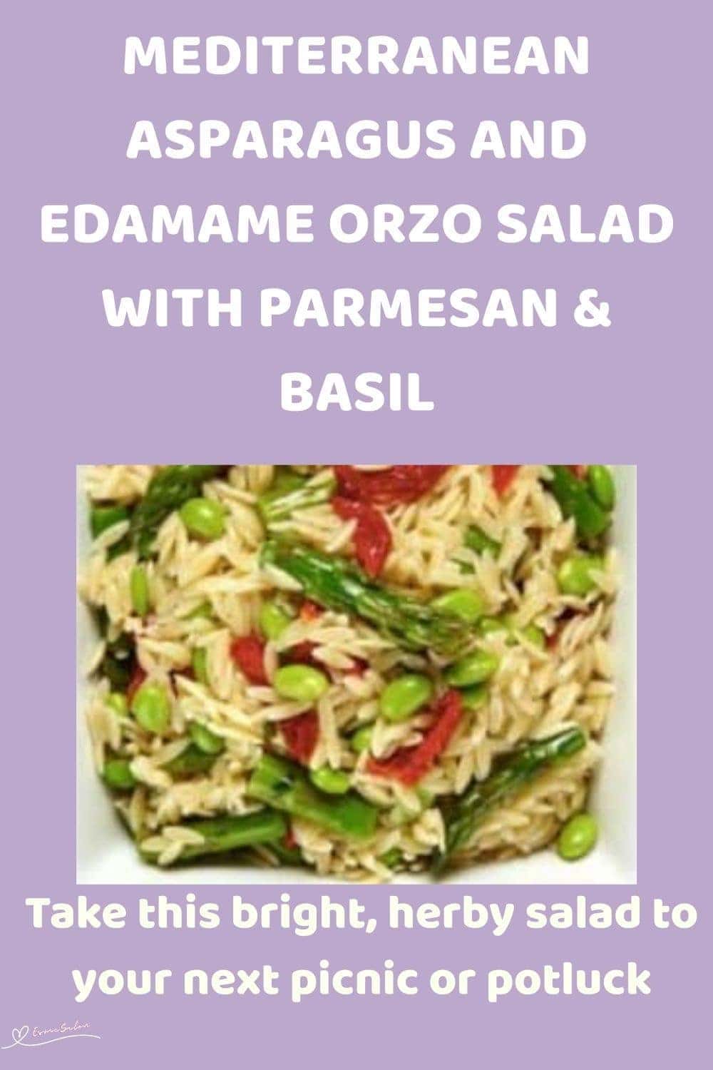 an image of a bowl of Asparagus And Edamame Orzo Salad