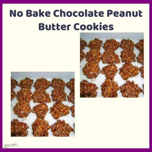 an image of No Bake Chocolate Peanut Butter Cookies on a baking tray