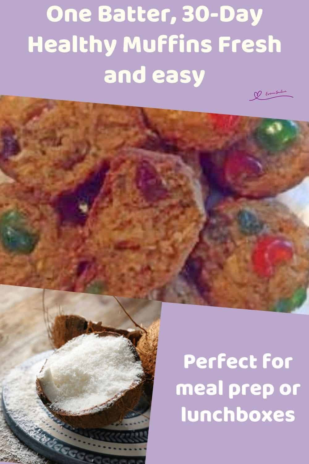 an image of 30-Day Healthy Muffins studded with green and red glazed cherries