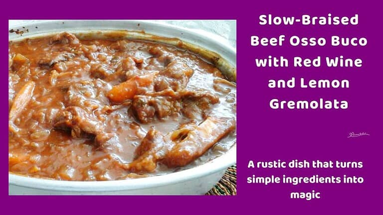 an image of a bowl or Beef Osso Buco with lemon gremolata