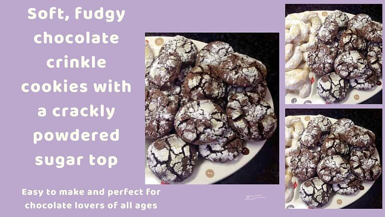 an image of a plate of Chocolate Crinkle Cookies