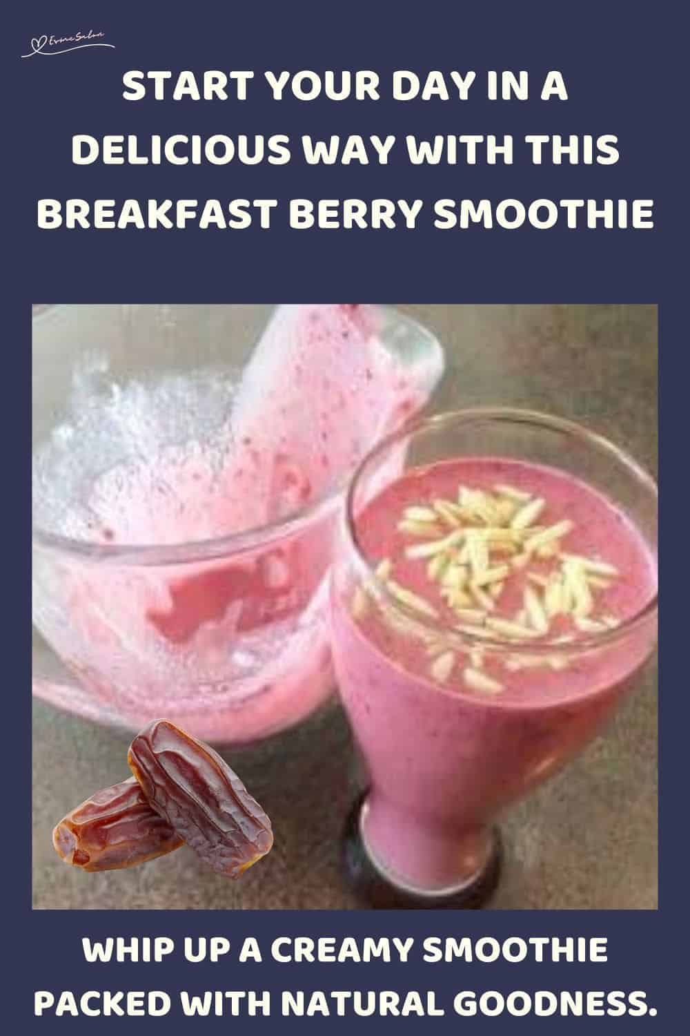 an image of a blender and glass filled with a Breakfast Berry Smoothie