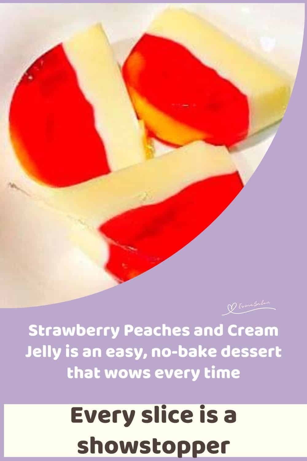 an image of a round Strawberry Peaches and Cream Jelly done in a mold