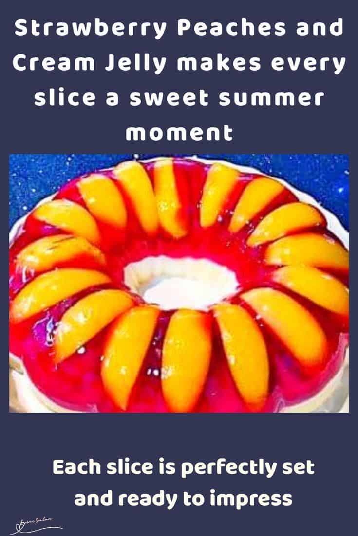 an image of a round Strawberry Peaches and Cream Jelly done in a mold