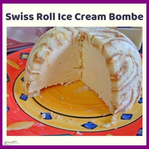 an image of a dome shaped Swiss Roll Ice Cream Bombe