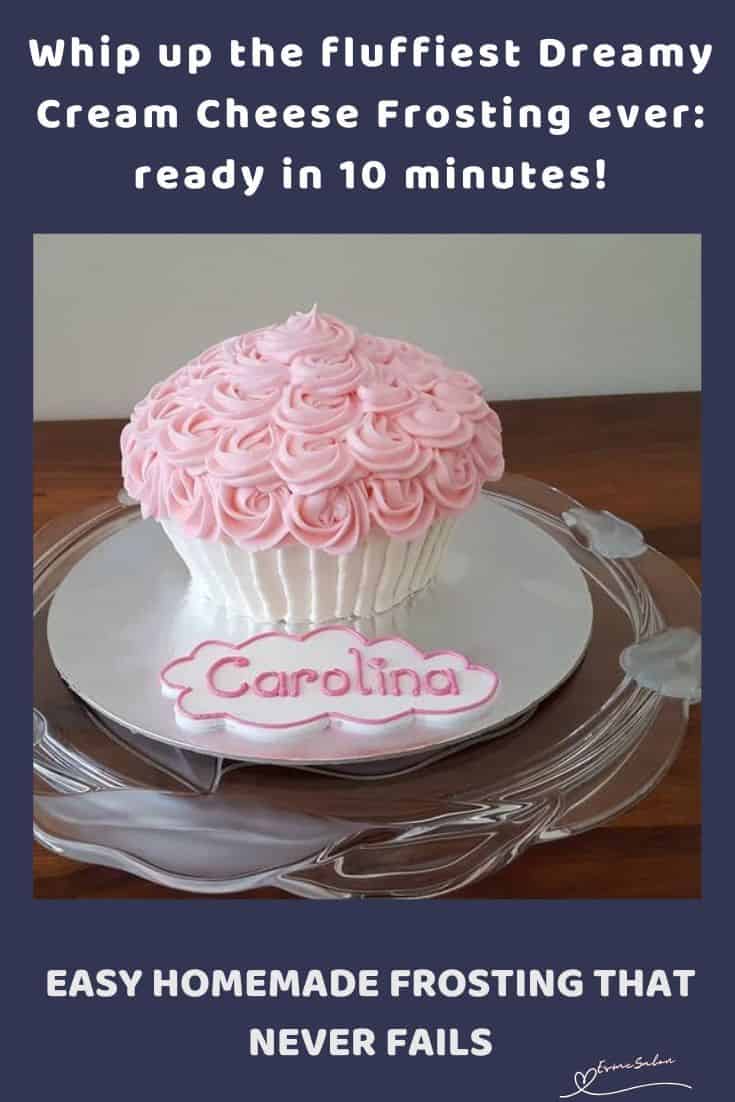 an image of a single cupcake decorated with Dreamy Cream Cheese Frosting