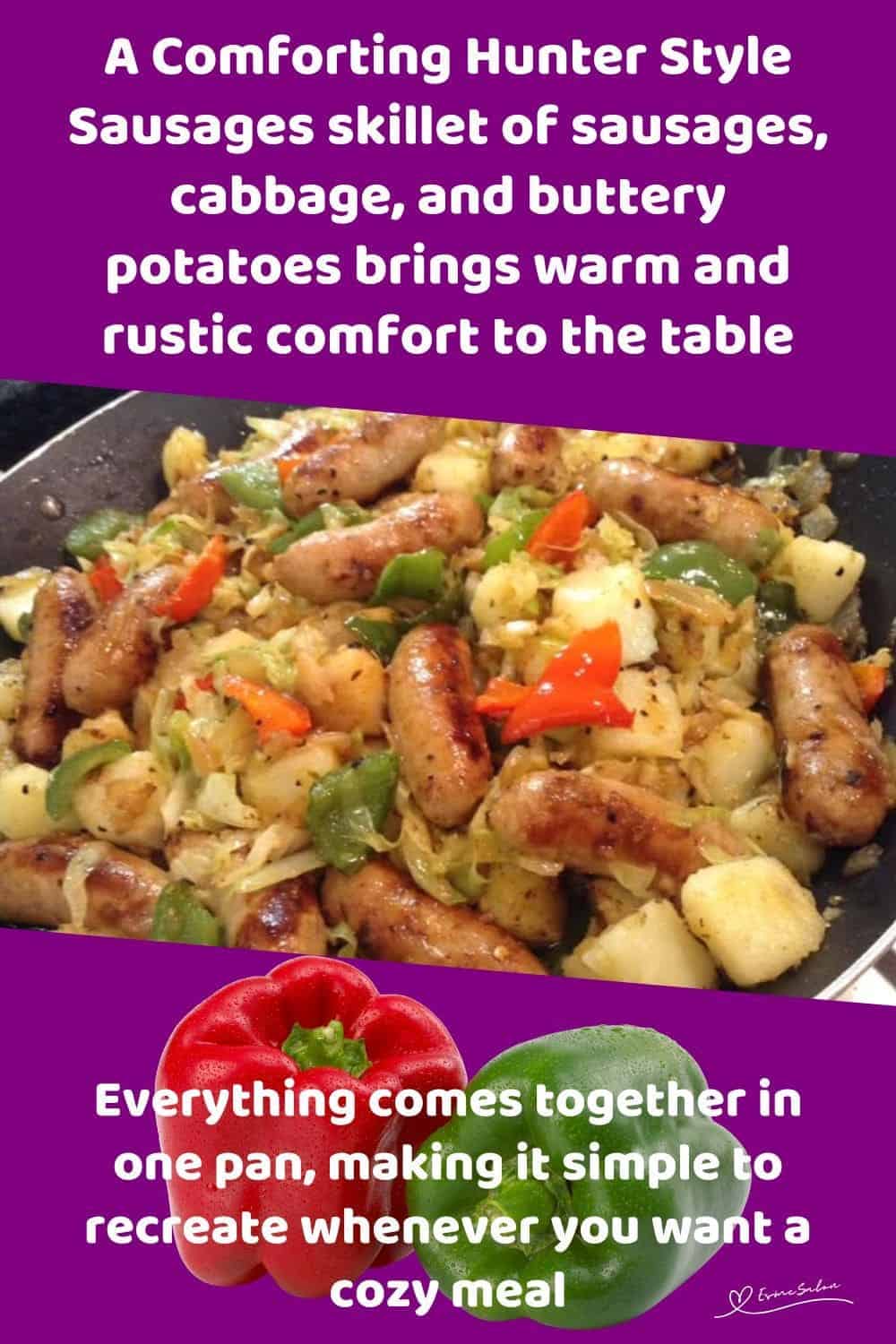 an image of a pan of Comforting Hunter Style Sausages