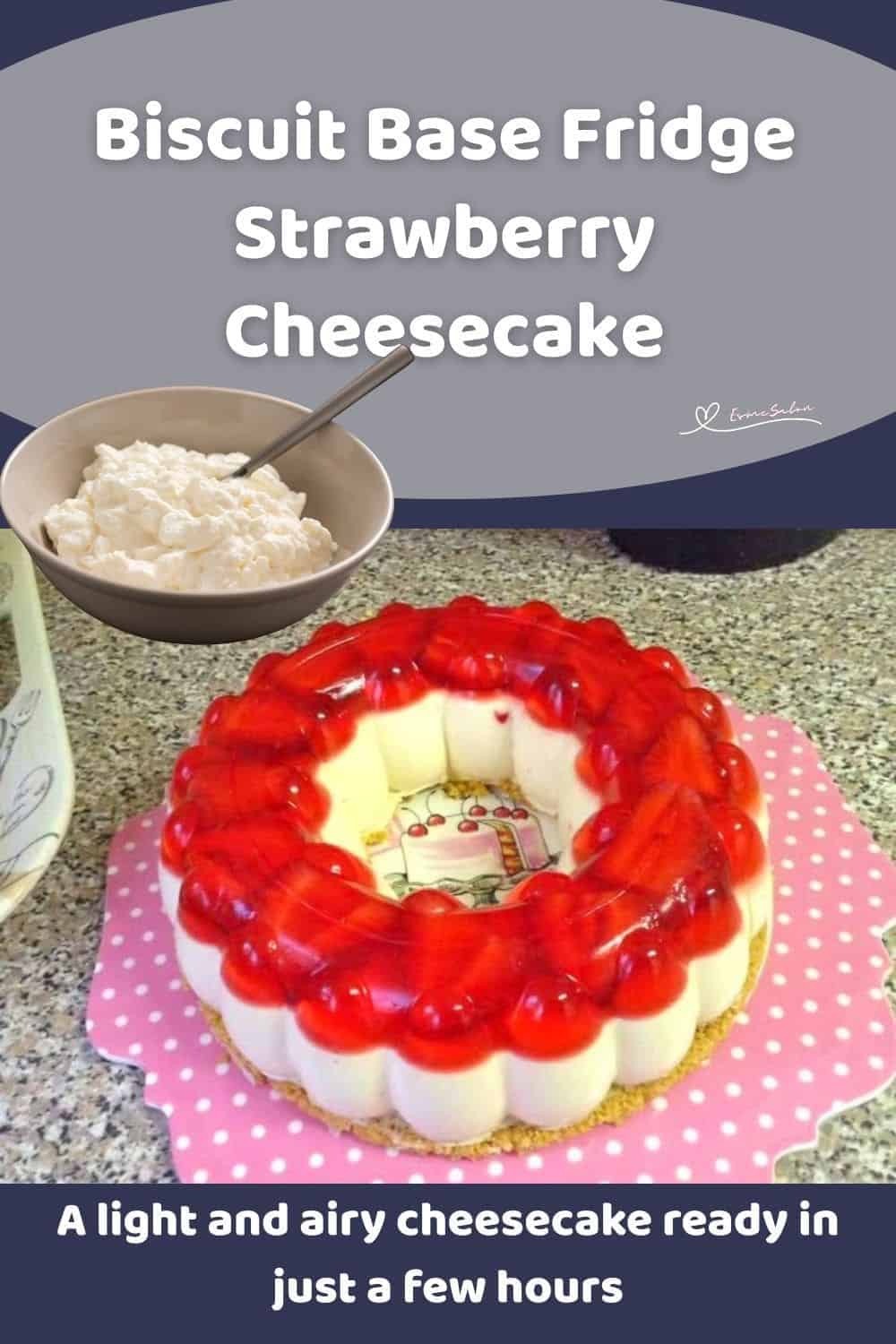 an image of a Fridge Strawberry Cheesecake prepared in a Tupperware Mould