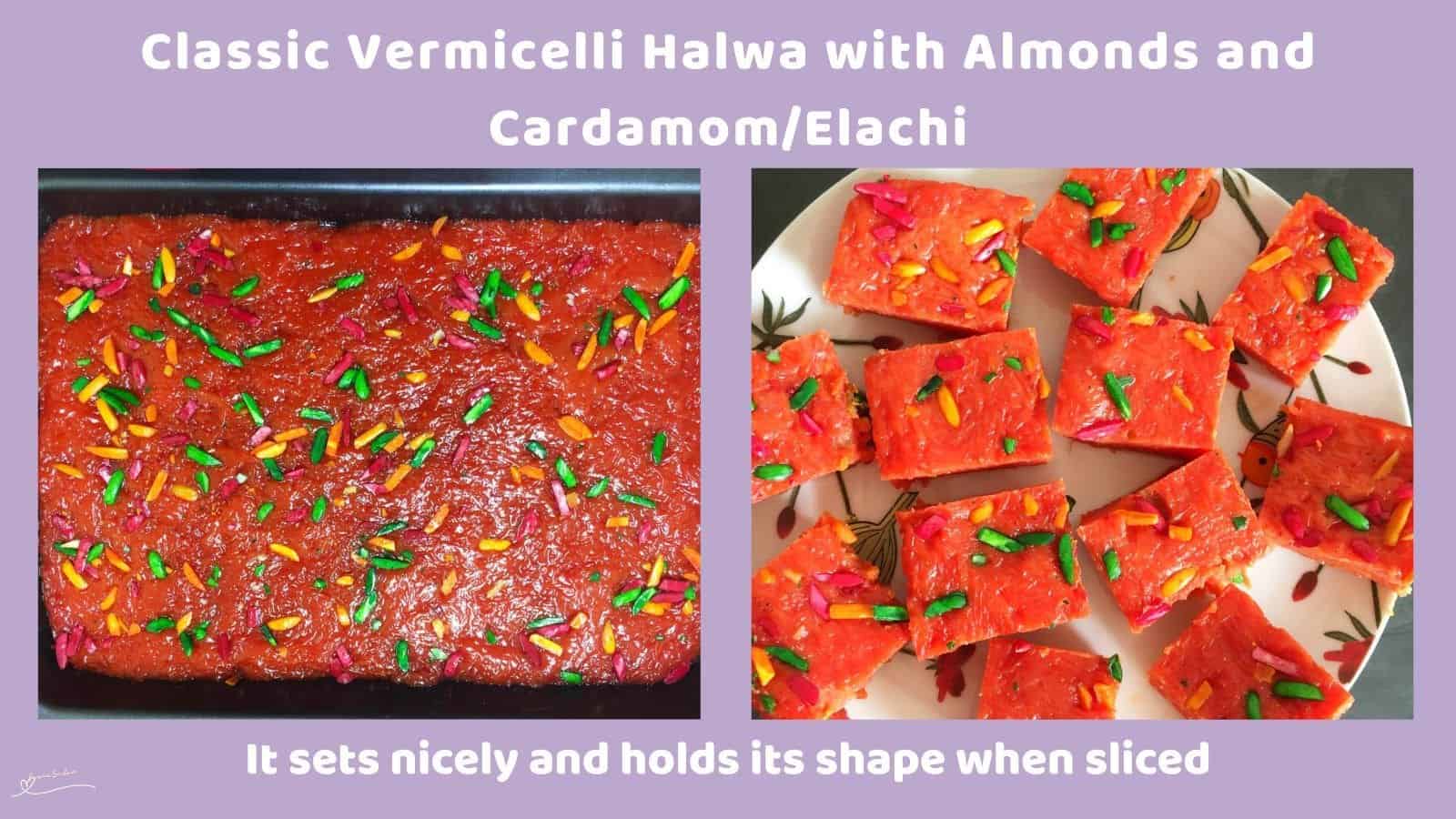 an image of Vermicelli Halwa with coloured nibs