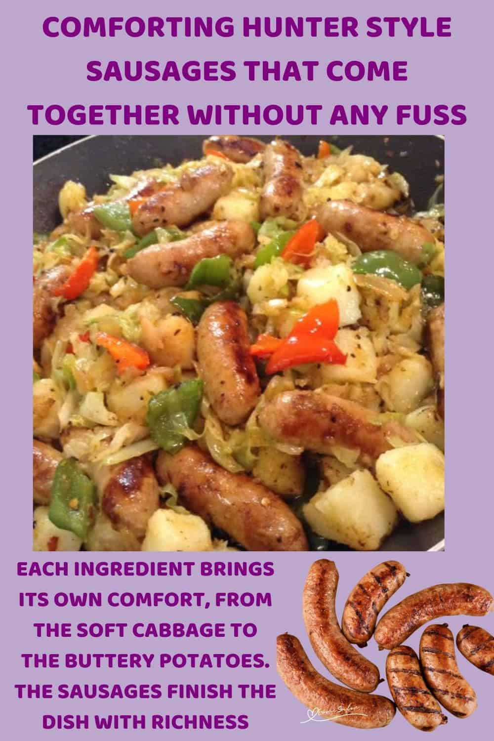 an image of a pan of Comforting Hunter Style Sausages