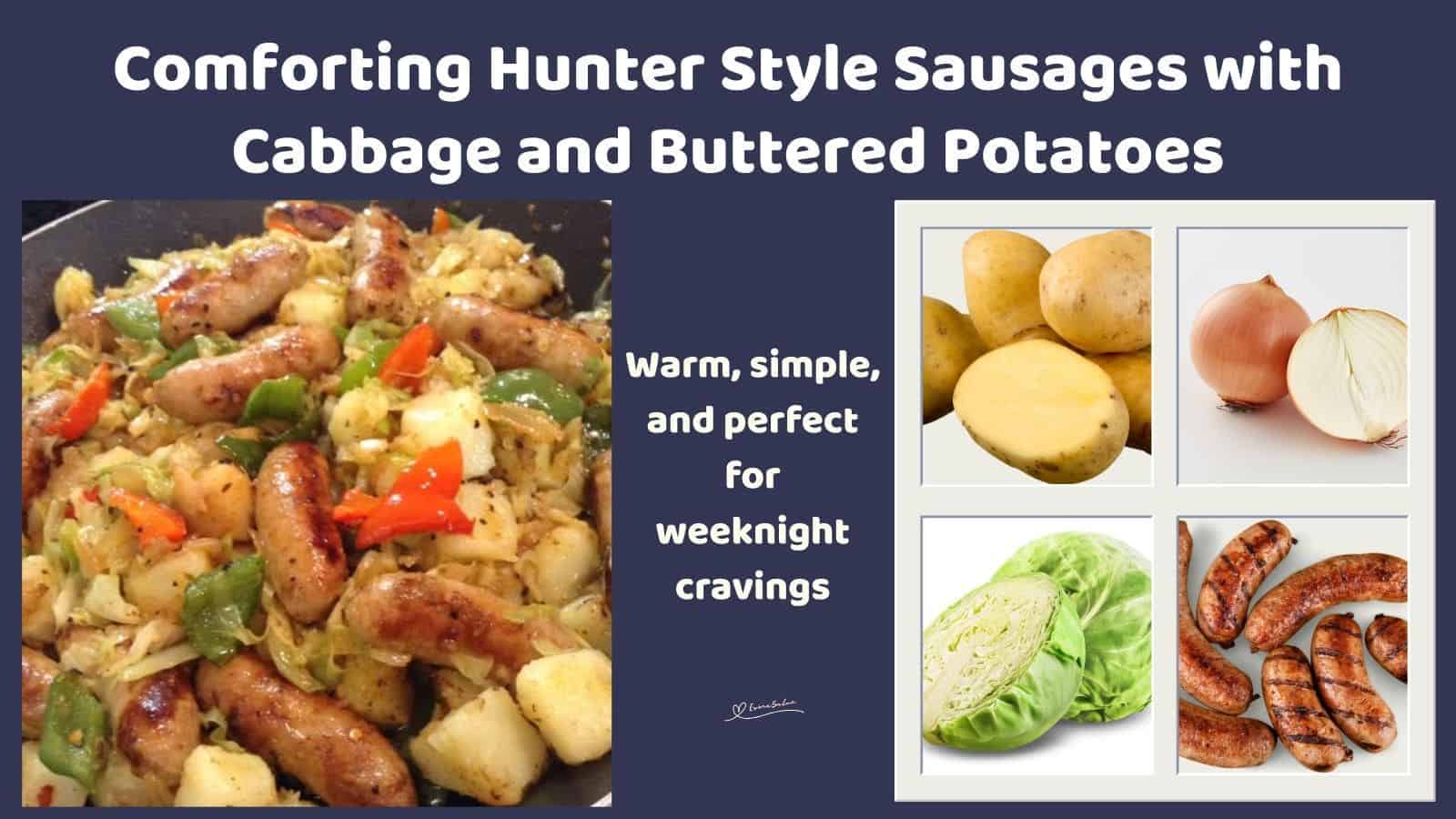 an image of a pan of Comforting Hunter Style Sausages