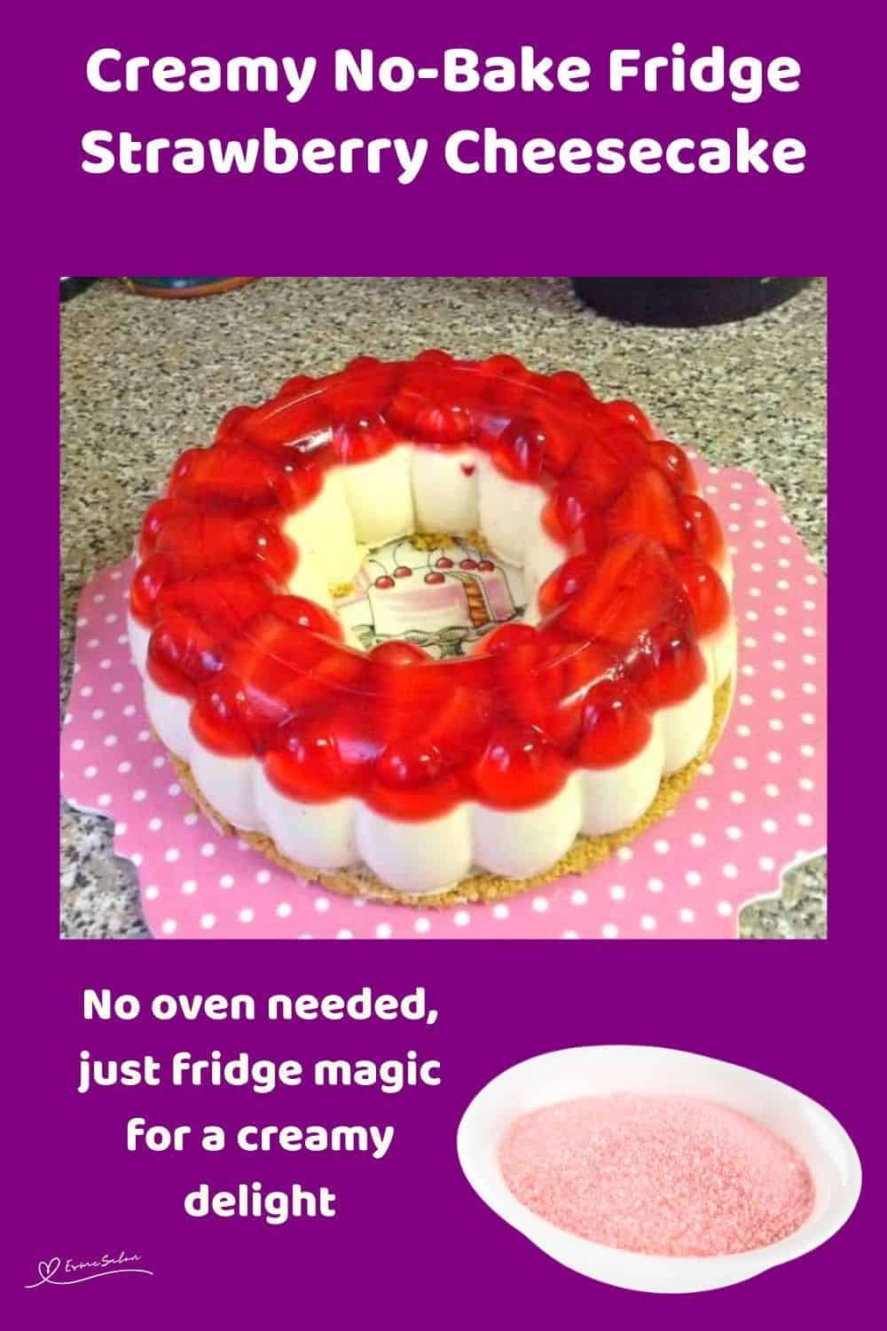 an image of a Fridge Strawberry Cheesecake prepared in a Tupperware Mould