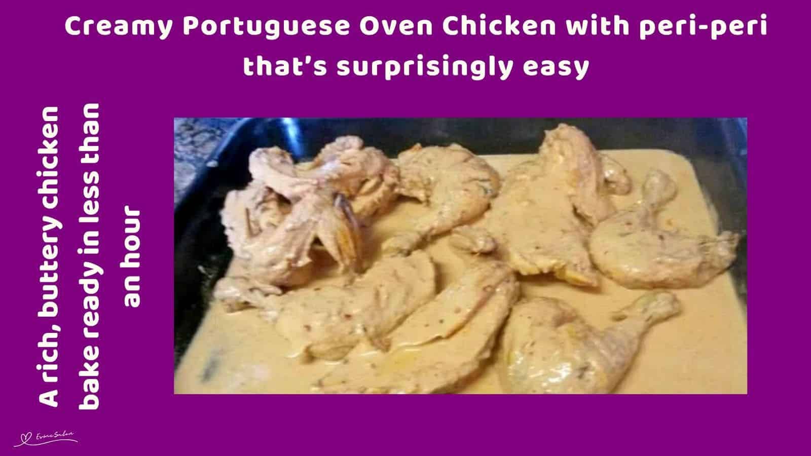 an image of Creamy Portuguese Oven Chicken breast, wing, leg, and thigh pieces