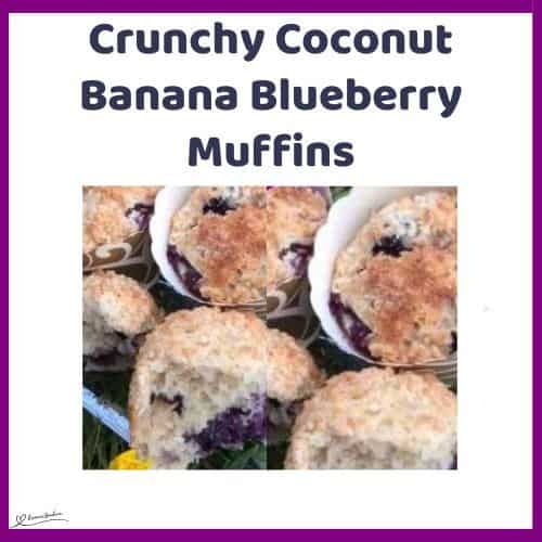 an image of Crunchy Coconut Banana Blueberry Muffins in muffin casings