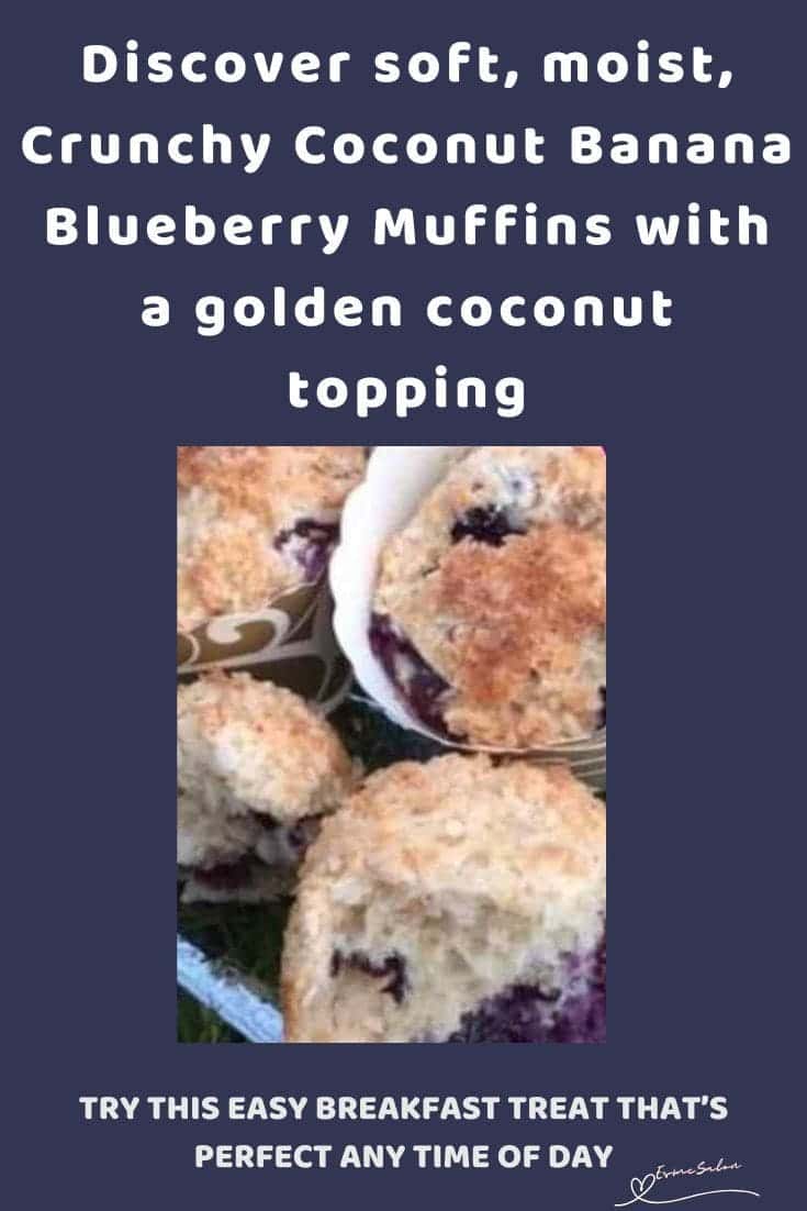 an image of Crunchy Coconut Banana Blueberry Muffins in muffin casings