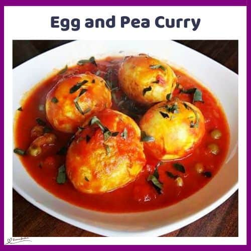 an image of Egg and Pea Curry with Fragrant Almond-Carrot Rice