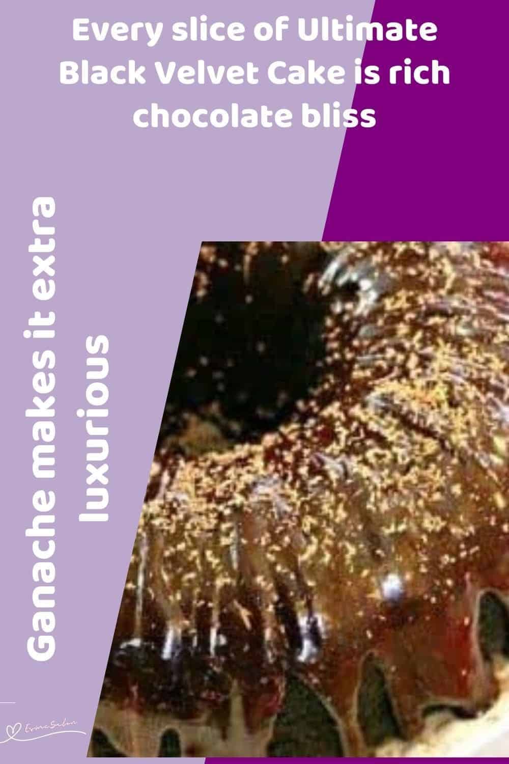 an image of a Bundt Black Velvet Cake with ganache