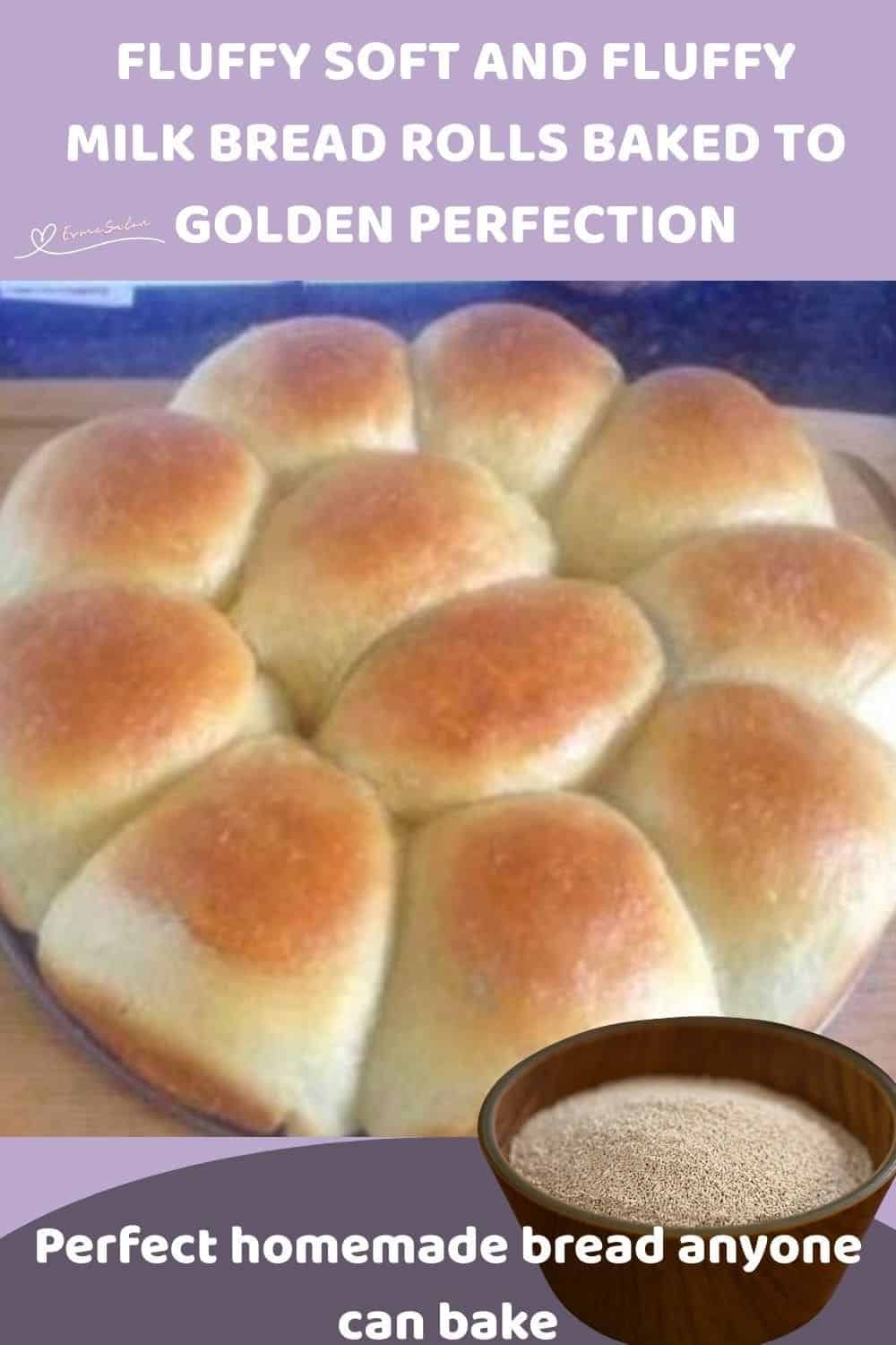 an image of Soft and Fluffy Milk Bread Rolls baked in a round pan