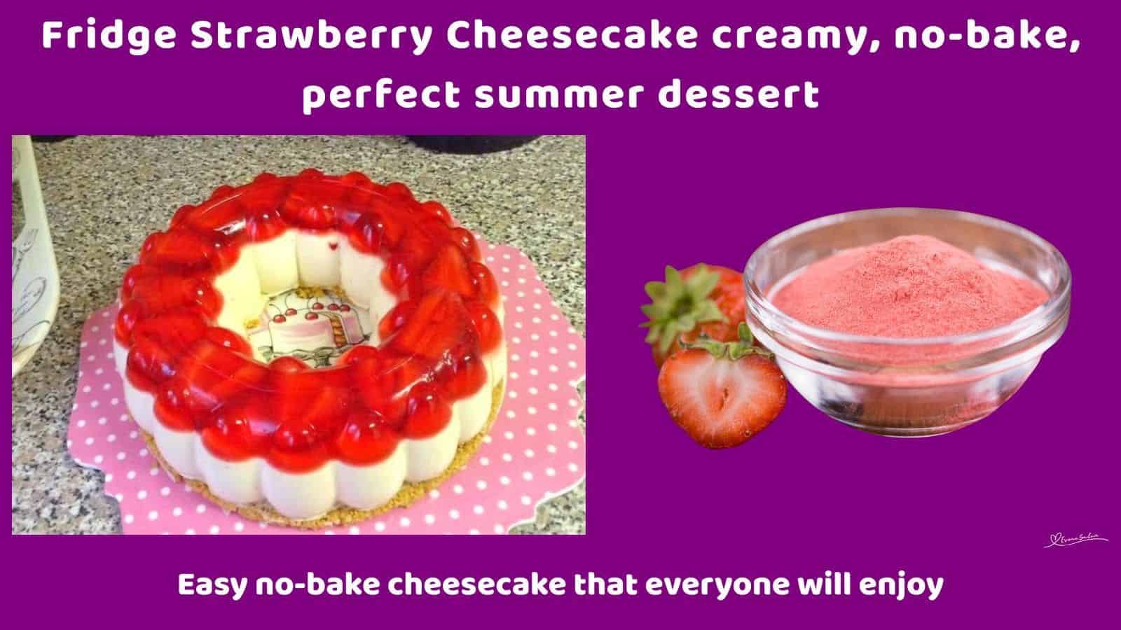 an image of a Fridge Strawberry Cheesecake prepared in a Tupperware Mould