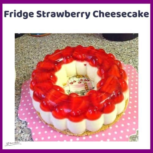 an image of a Fridge Strawberry Cheesecake prepared in a Tupperware Mould