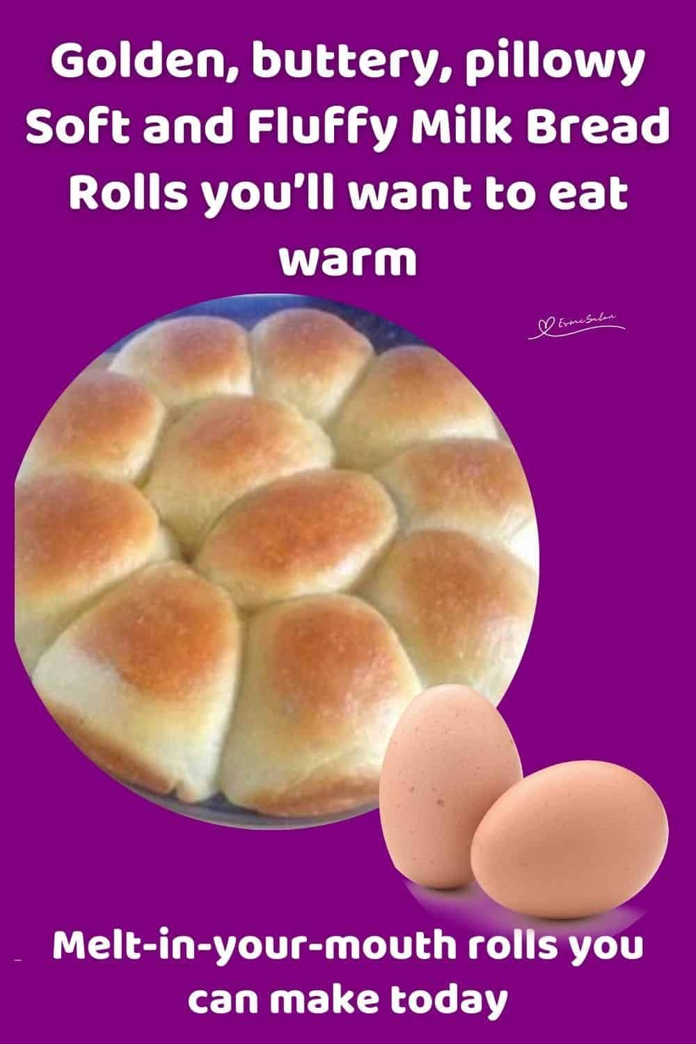 an image of Soft and Fluffy Milk Bread Rolls baked in a round pan