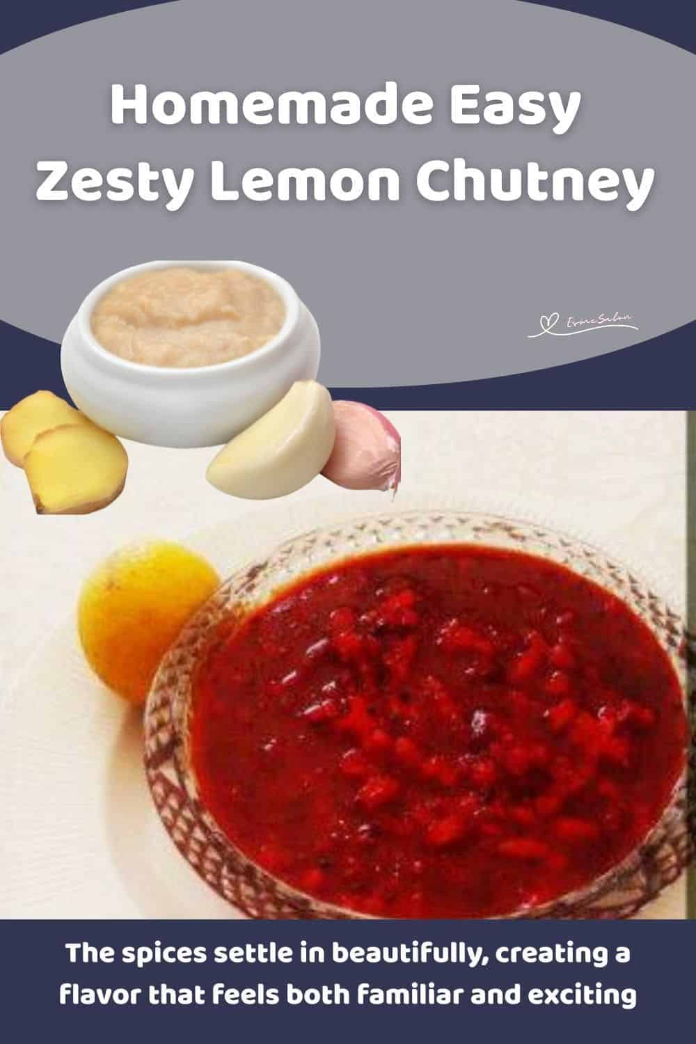 an image of a glass bowl with Zesty Lemon Chutney