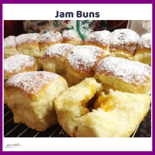 an image of a bowl of Jam Buns