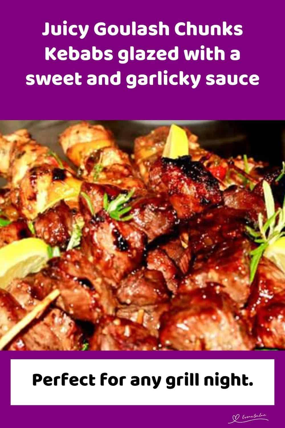 an image of juicy Goulash Chunks Kebabs on skewers