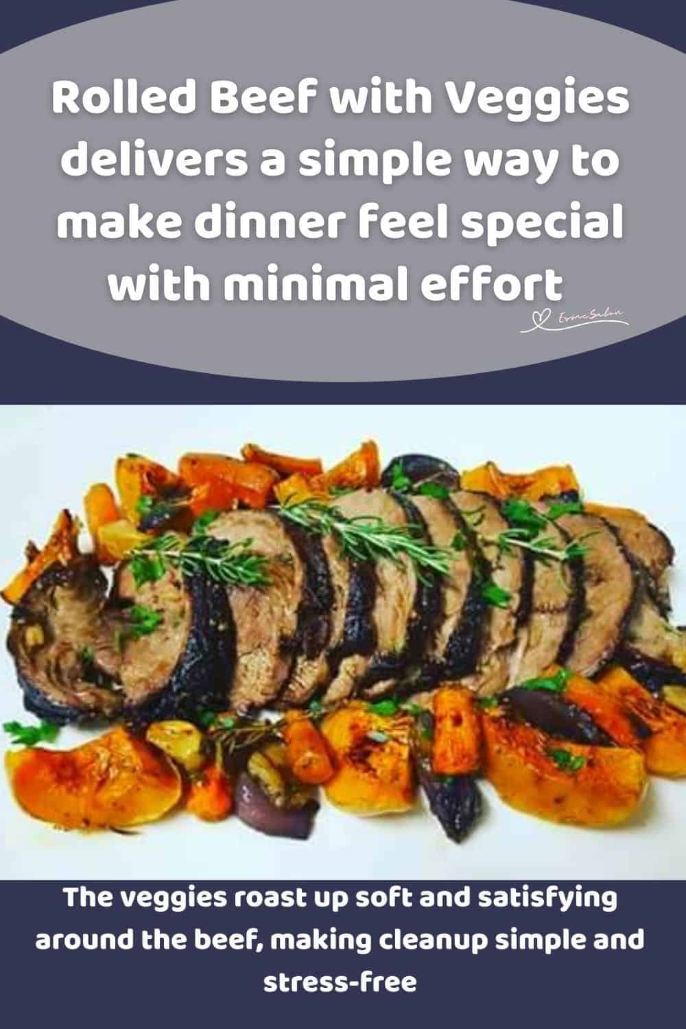 an image of a Rolled Beef with Veggies on the side
