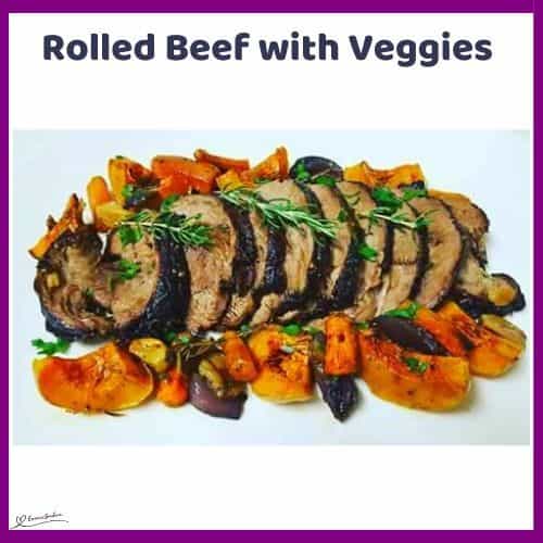 an image of a Rolled Beef with Veggies on the side