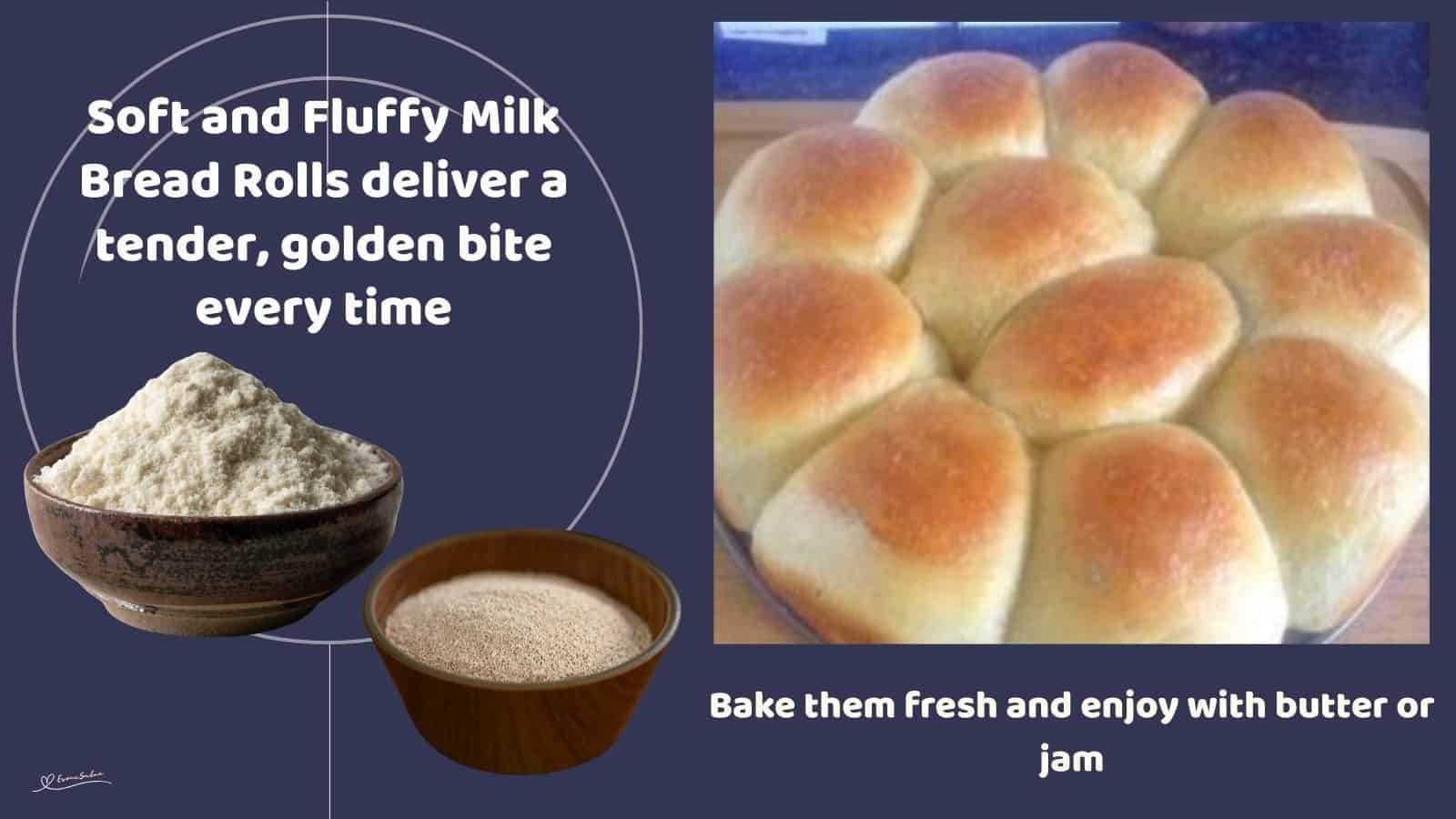 an image of Soft and Fluffy Milk Bread Rolls baked in a round pan