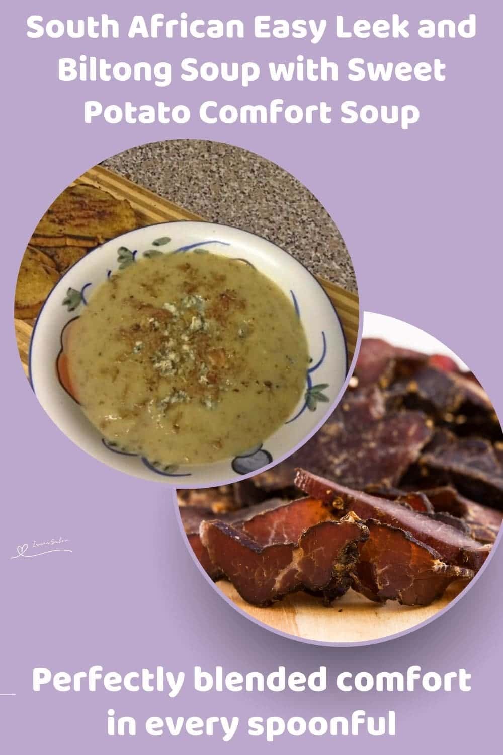 an image of a soup bowl filled with Easy Leek and Biltong Soup with Sweet Potato