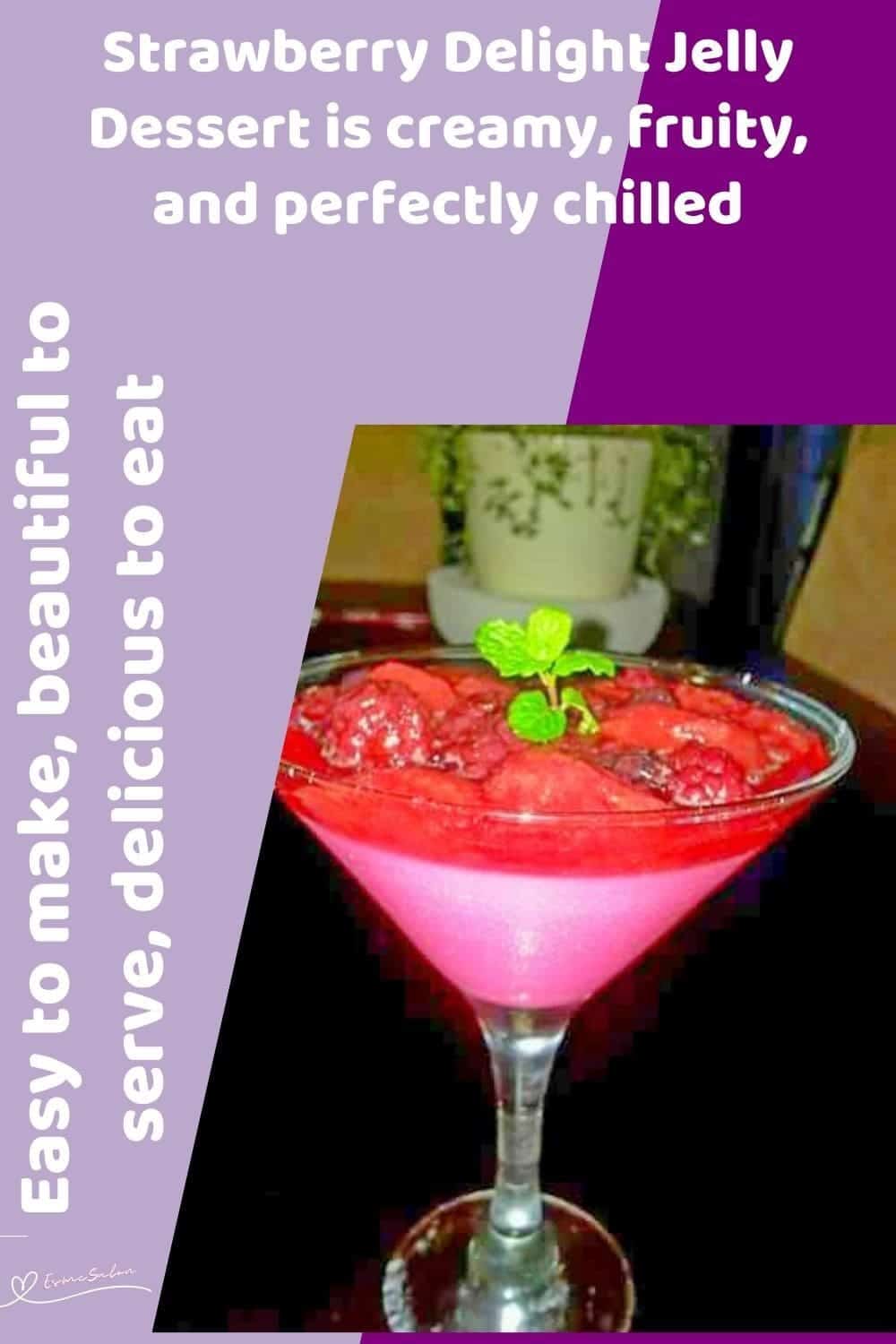 an image of a Strawberry Delight Jelly Dessert in a Martini glass