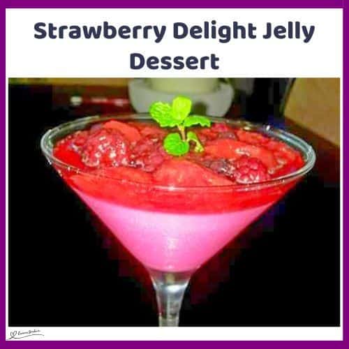 an image of a Strawberry Delight Jelly Dessert in a Martini glass