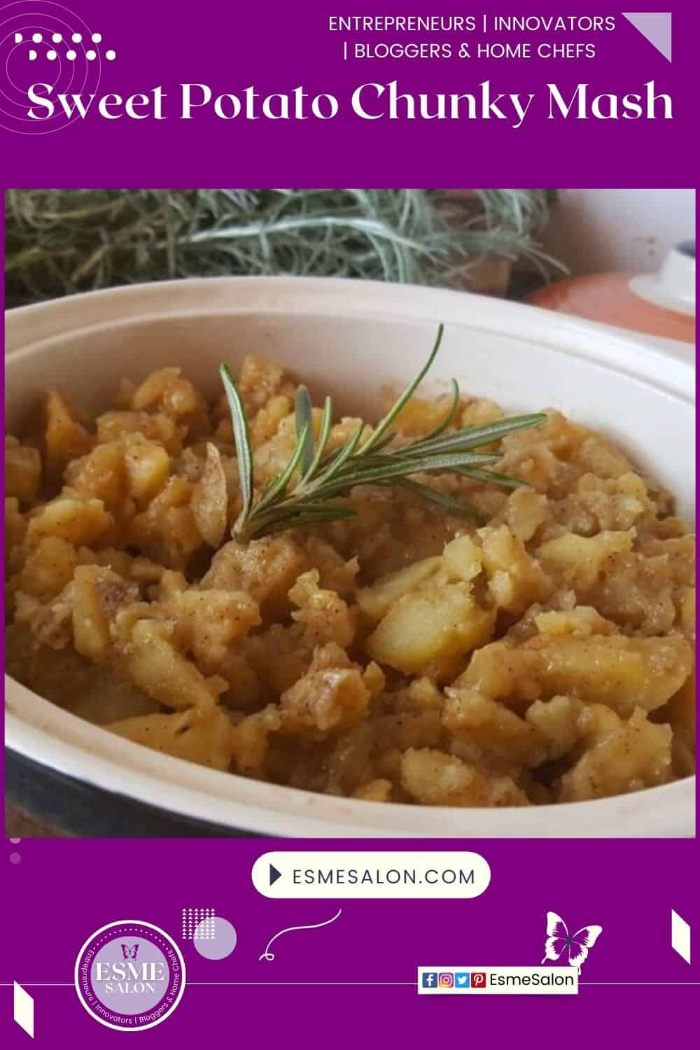 an image of a bowl of Sweet Potato Chunky Mash with thyme