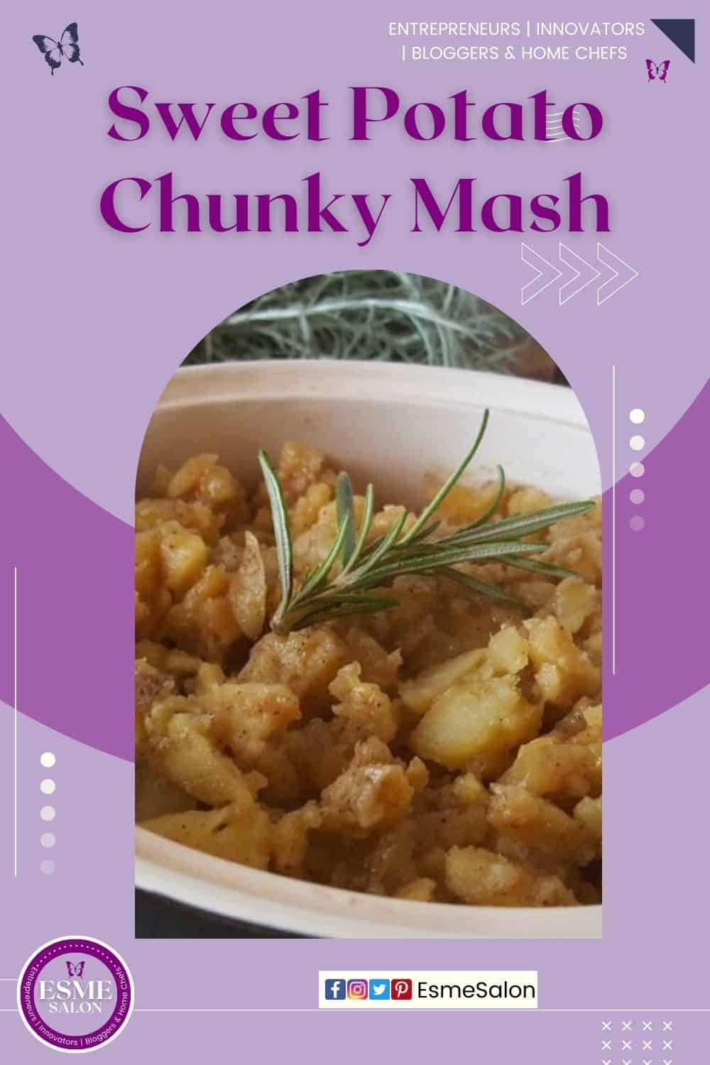 an image of a bowl of Sweet Potato Chunky Mash with thyme