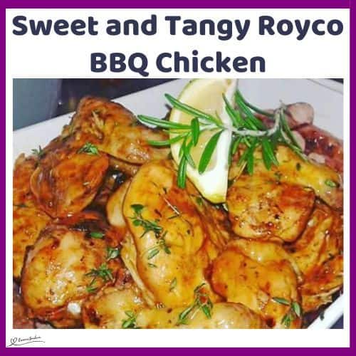 an image of a platter with Sweet and Tangy Royco BBQ Chicken pieces