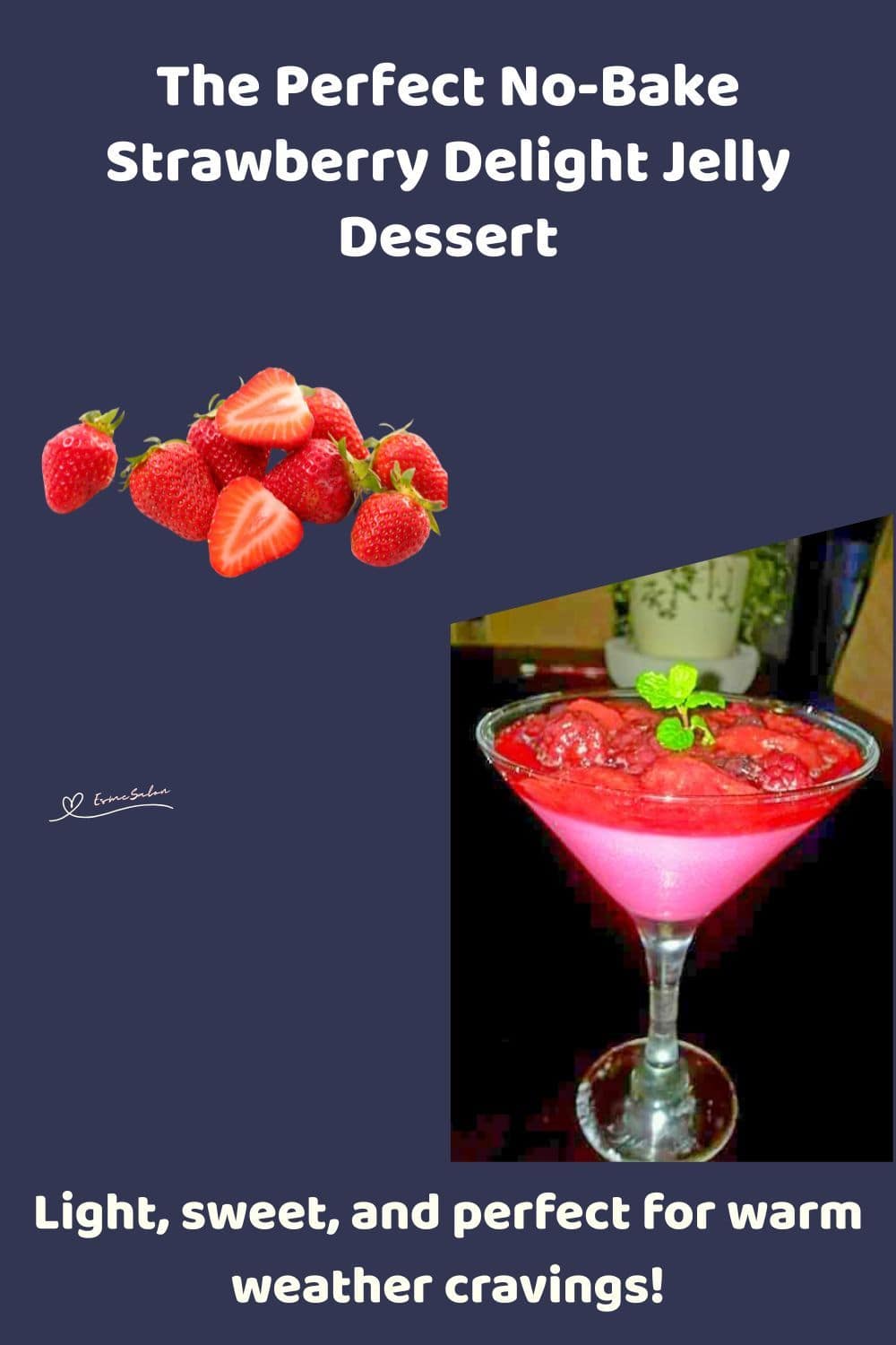 an image of a Strawberry Delight Jelly Dessert in a Martini glass