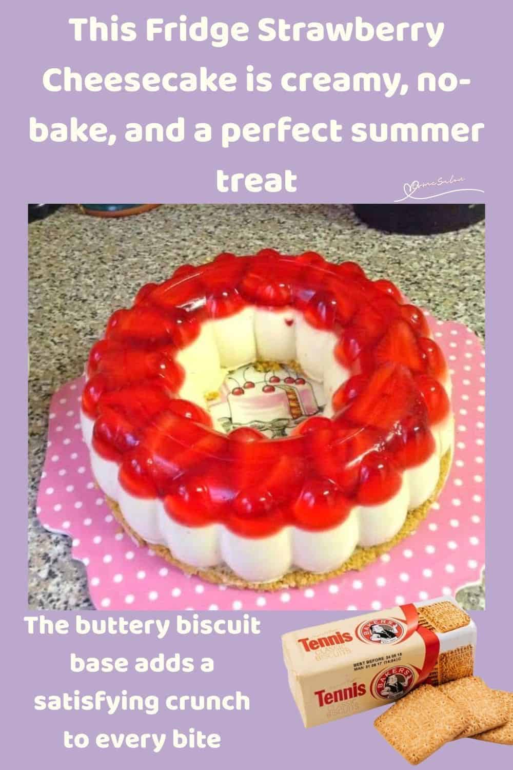 an image of a Fridge Strawberry Cheesecake prepared in a Tupperware Mould