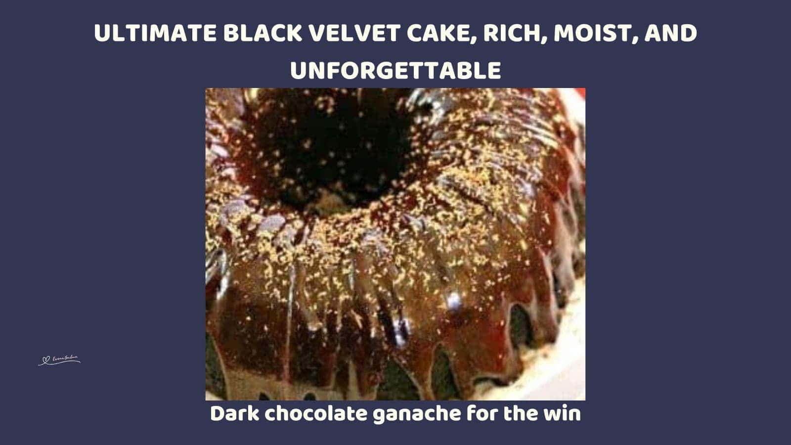 an image of a Bundt Black Velvet Cake with ganache