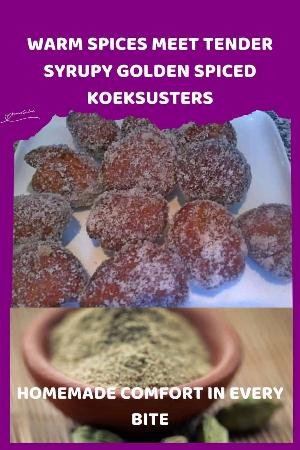 an image of Golden Spiced Koeksusters covered in coconut