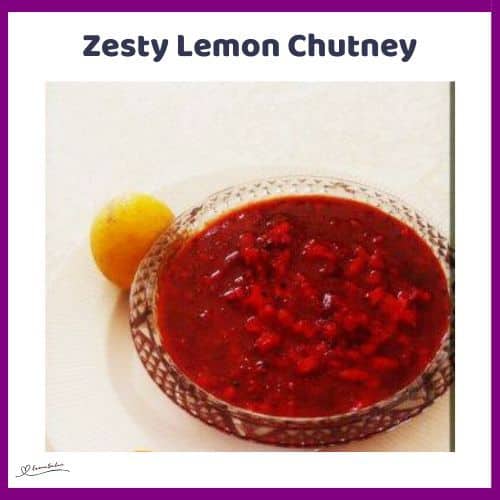 an image of a glass bowl with Zesty Lemon Chutney